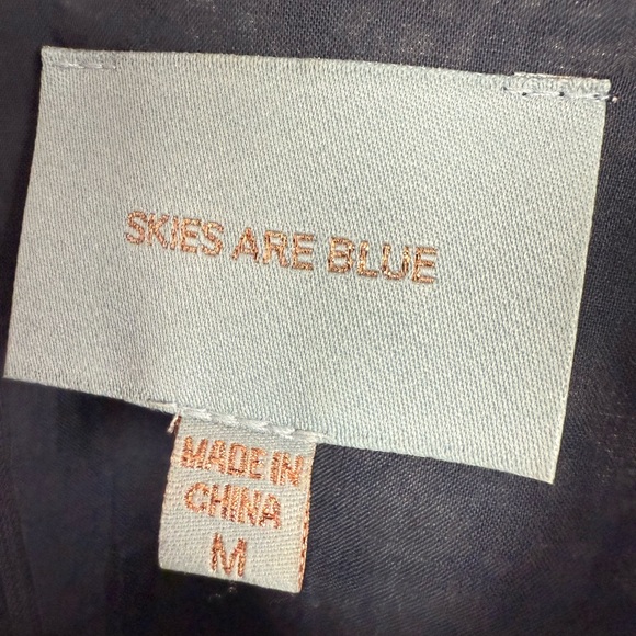 Skies Are Blue Dress Size Medium Navy and White Linen and Cotton - Picture 2 of 8